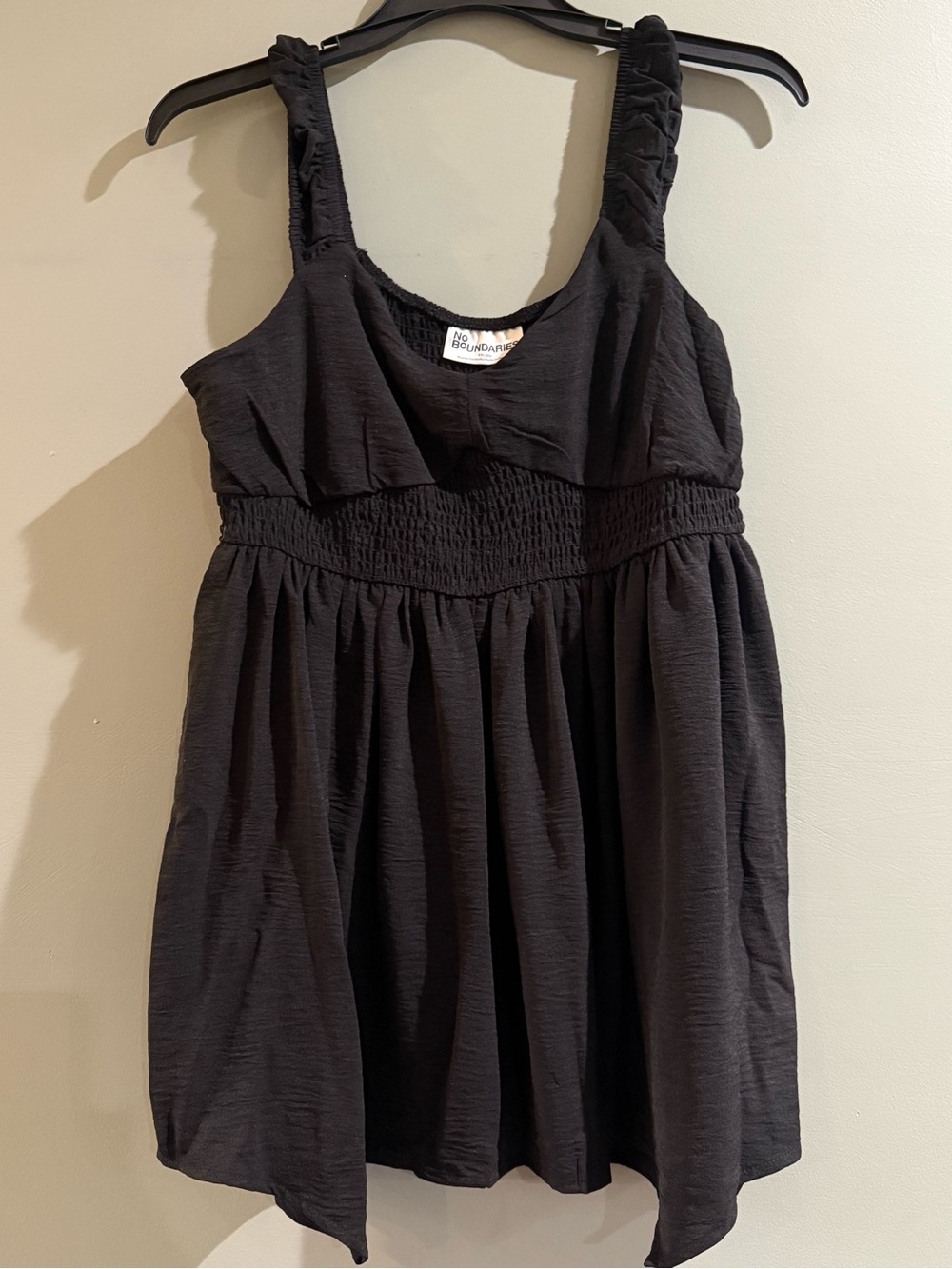 No Boundaries Black Smocked-Waist Tank Top